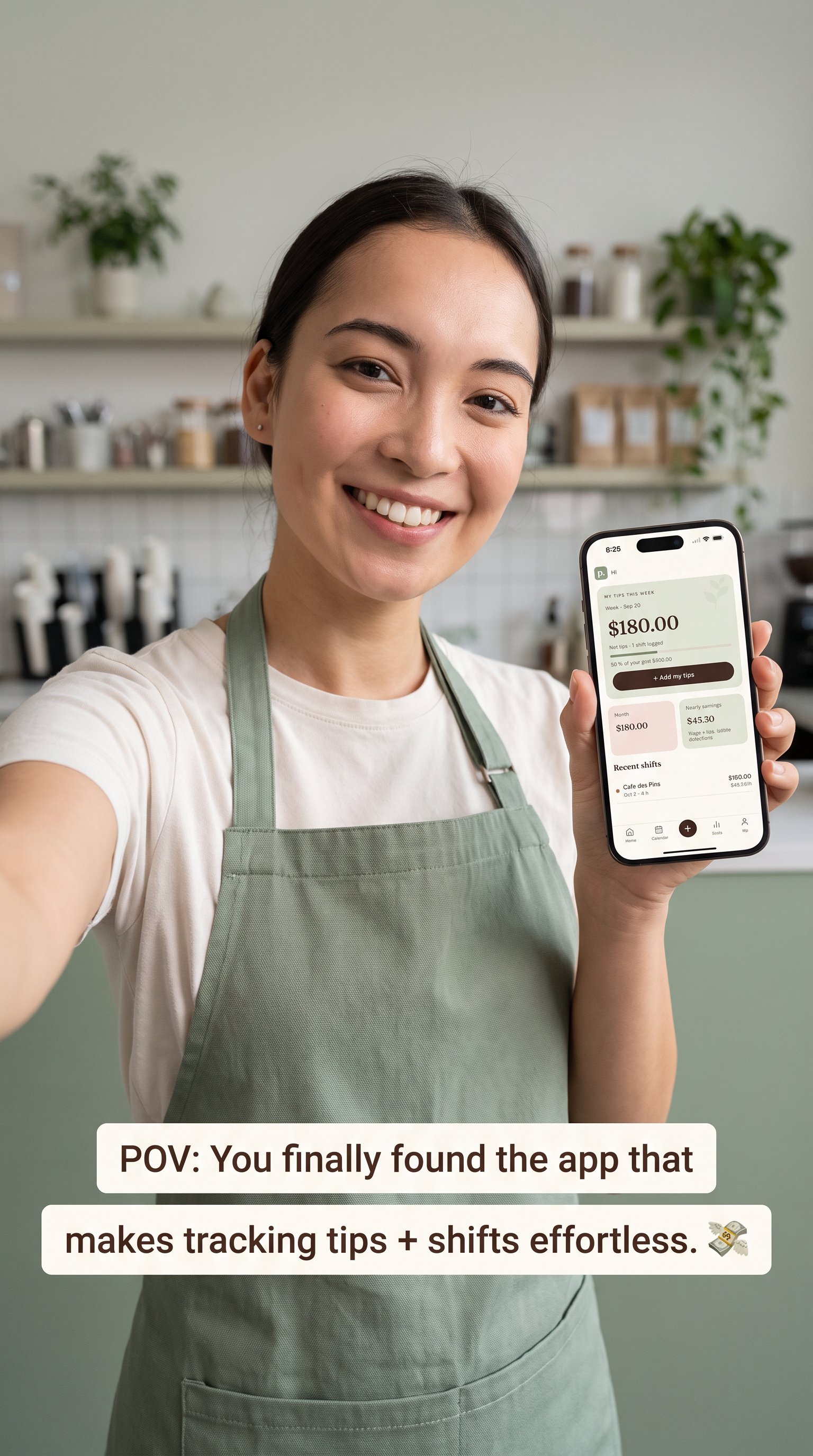 POV: You finally found the app that makes tracking tips + shifts effortless.